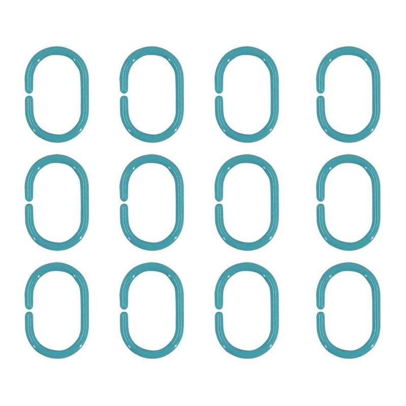 KidsCity.in Shower Curtain Rings, Plastic Rust-Proof, Unbreakable, Slides Easily on Bath Drape Rod, Curtain Liner, 36 C Shape Hooks - (JS160913) Turquoise  - Image 4