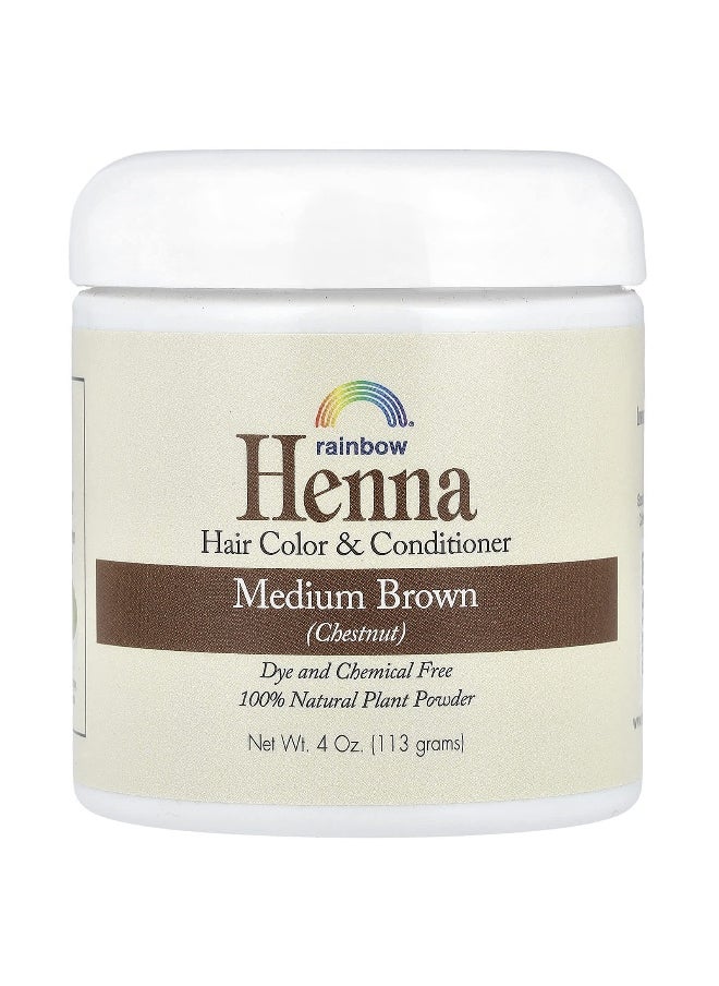 Rainbow Research Rainbow Research, Henna, Hair Color & Conditioner, Medium Brown (Chestnut), 4 oz (113 g)  - Image 1