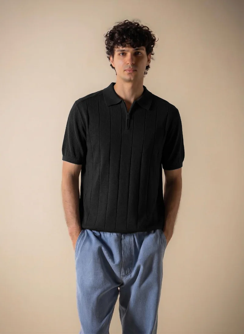 شايبس TEXTURED POLO SHIRT WITH ZIP