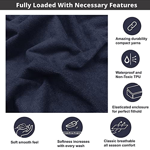 Sassoon | Waterproof Mattress Protector Double Bed | Mattress Cover King Size 78x72| Bed Protector King Size| Bed Cover |Elastic Fitted Cotton Hypoallergenic | Mattress Cover | (Nav-Blue) - Laika - Image 4