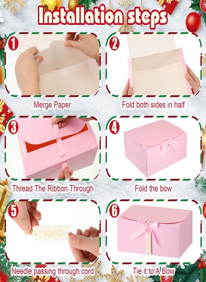 Maxcheck 36 Set Pink Boxes for Bridesmaid Pink Proposal Gift Boxes with Lids 10 x 8 x 4 Inch with Ribbon Thank You Tag and Pin for Wedding Favors Valentine's Day Birthday Party Packaging Present - Image 5
