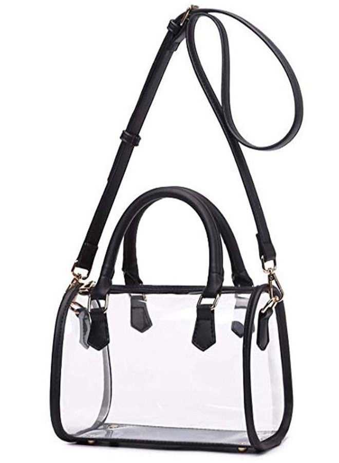Rullar Women Clear Jelly Purse Transparent Handbag Top Handle Shoulder Bag PVC Purse Totes Satchel Black - Image 2