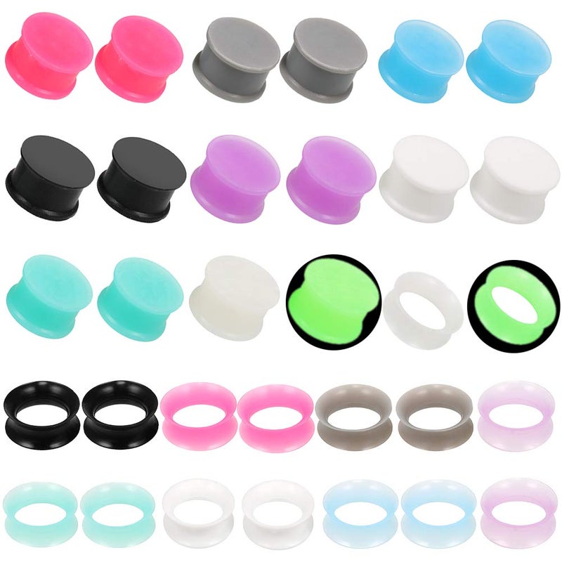 Jusway Gauges for Ears Silicone Ear Plugs and Tunnels Ear Stretching Plugs Lobe Tunnles 2G Gauges(32PCS)