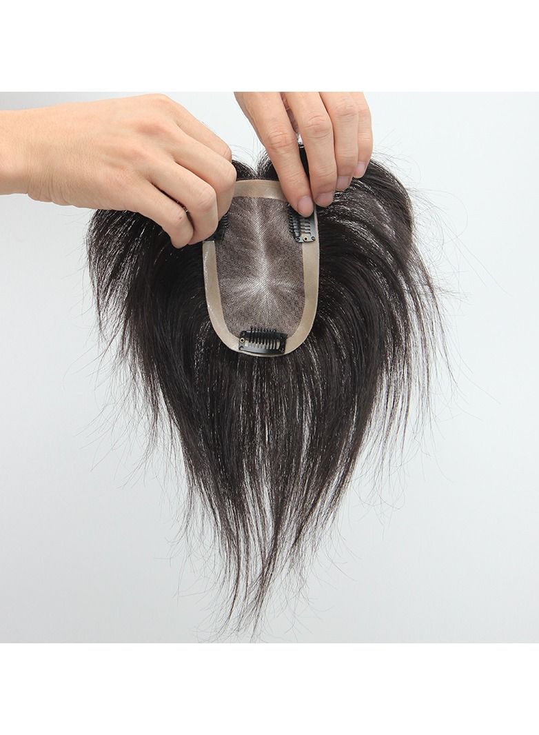 إستيل شعر مستعار مصنع بالجملة كامل اليد مضفر شبكة واحدة استبدال كتلة السيدات غطاء رأس أبيض شعر مستعار قطعة شعر حقيقي (اللون 3 # صافي 12 * 14) - Image 1