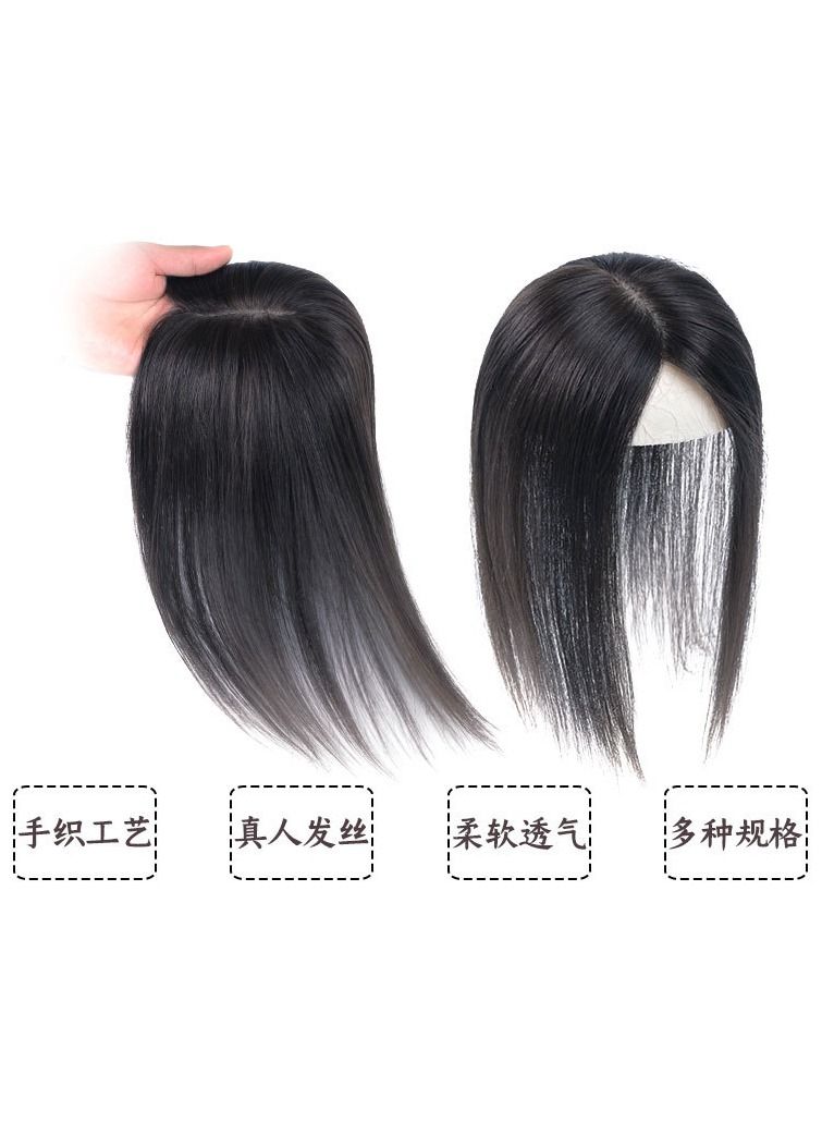 إستيل شعر مستعار مصنع بالجملة كامل اليد مضفر شبكة واحدة استبدال كتلة السيدات غطاء رأس أبيض شعر مستعار قطعة شعر حقيقي (اللون 3 # صافي 12 * 14) - Image 5