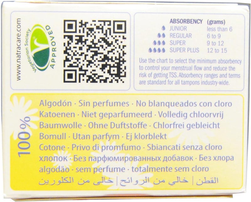 NATRACARE Organic 100 Cotton Tampons Regular 10 Count - Image 2