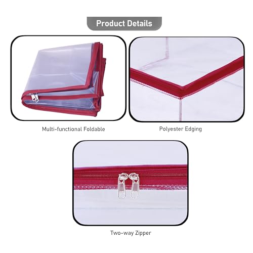 MBW Clothes Organiser for Wardrobe, Saree Covers with zip, Saree Organizer for Wardrobe, Clothes Storage Bag, Saree Bags Storage, Saree Covers for Storage, Transparent (Pink - Pack of 3) - Image 4