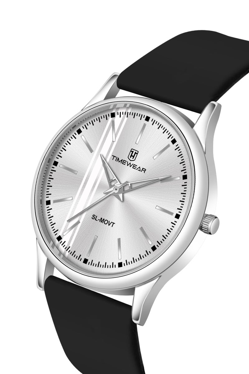 TIMEWEAR Analog Silver Dial, Black Silicone Strap Watch for Men - Image 4