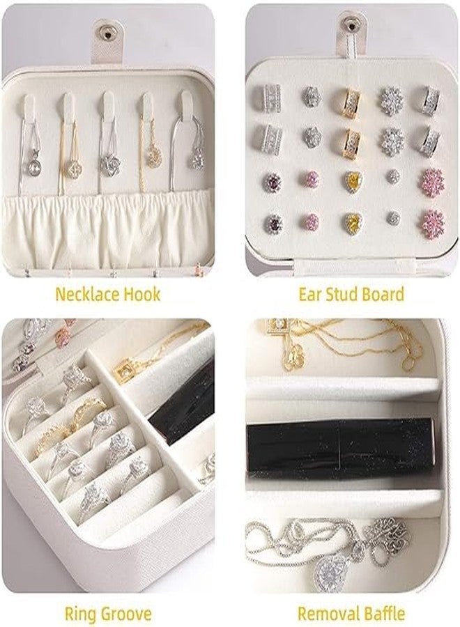 ZINZA Leather Mini Jewelry Travel Case Small Travel Jewelry Organizer Portable Jewelry Box Travel Mini Storage Organizer Portable Display Storage Box For Rings Earrings Necklaces Gifts, Multicolor - Image 4