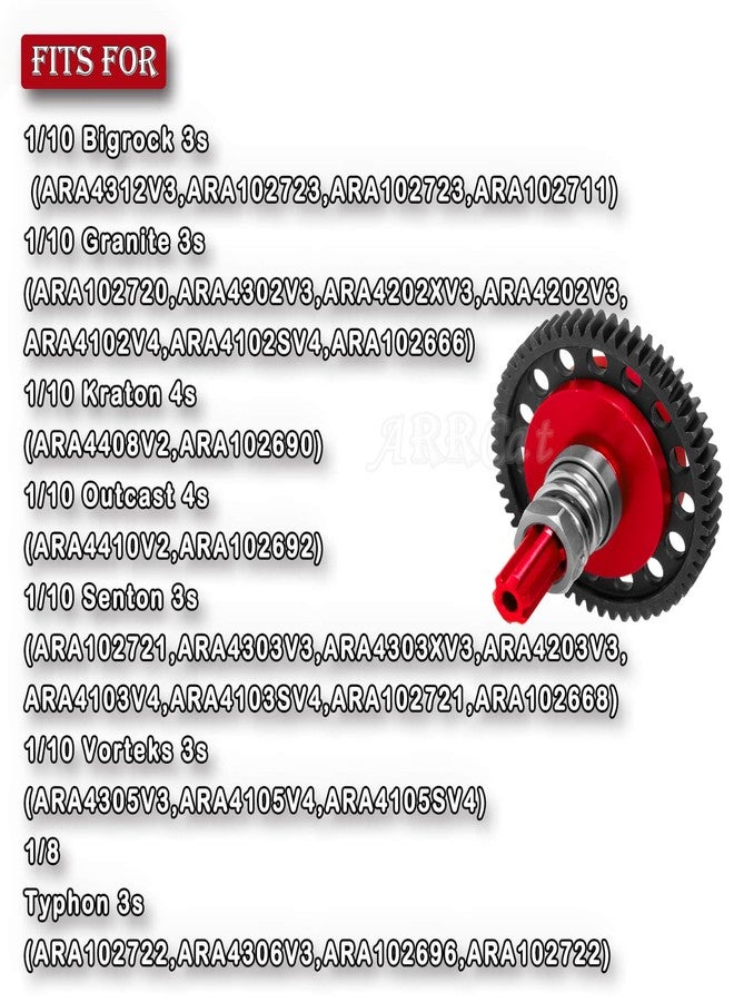 ترس انزلاقي ARRCat 57T 0.8Mod مع تروس صغيرة 3.175 مم، تروس 15T، 16T، 17T، قطع غيار مُحسّنة لسيارات التحكم عن بُعد بمقياس 1/10 من طراز Granite Senton Big Rock Vorteks 3S Blx Mega550، وKraton Outcast 4S Blx، و1/8 Typhon 3S، باللون الأحمر. - Image 2