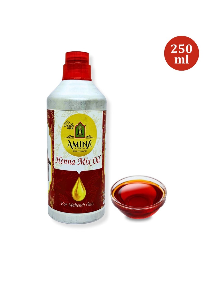 Amina Henna Mahendi Mix Oil (Nilgiri oil, Saniya oil, Mysore Suratiya Oil & Rosha Oil ) For Making Mahendi cones Dark Color - 250 ml - Image 3