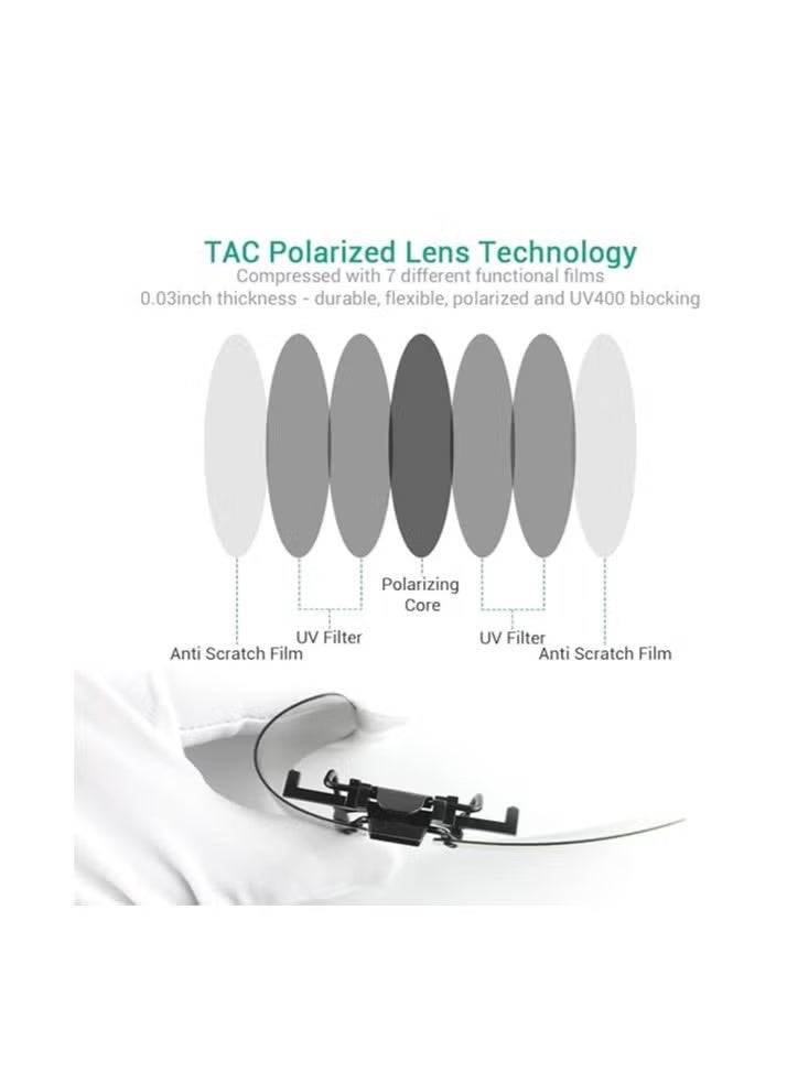 نظارة شمسية قطبية كليب أون فليب أب للنظارات الطبية – بعدسات TAC حماية UV400 كاملة، مضادة للوهج للقيادة والجري وصيد الأسماك والمشي لمسافات طويلة وركوب الدراجات، للجنسين، تركب فوق النظارات الطبية والقراءة - Image 2