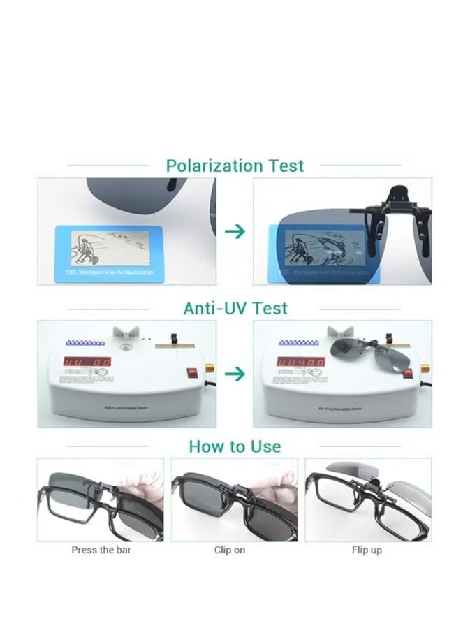 نظارة شمسية قطبية كليب أون فليب أب للنظارات الطبية – بعدسات TAC حماية UV400 كاملة، مضادة للوهج للقيادة والجري وصيد الأسماك والمشي لمسافات طويلة وركوب الدراجات، للجنسين، تركب فوق النظارات الطبية والقراءة - Image 4