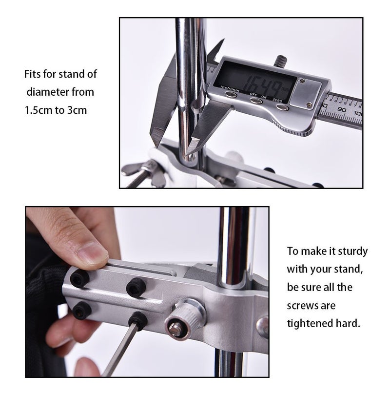 Rayzm Drum Stick Bag Holder, Nylon Mallet/Brush/Beater Stick Holder with Aluminum Clamp for Drum Kit & Music Stand (1.5-3cm Diameter Pole), UP to 12 Pairs of Sticks - Image 5