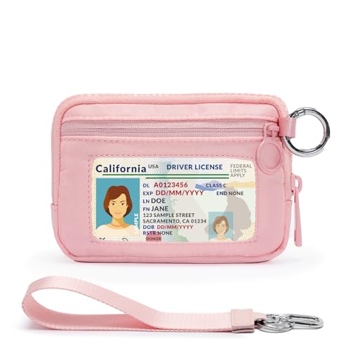 YDF The Iris Wallet for Women Mini Zip Card Case with Clear ID Window Zipper Coin Purse Lightweight Portable Keychain Wallet - Image 1