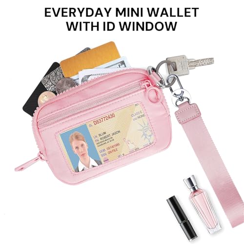 YDF The Iris Wallet for Women Mini Zip Card Case with Clear ID Window Zipper Coin Purse Lightweight Portable Keychain Wallet - Image 5