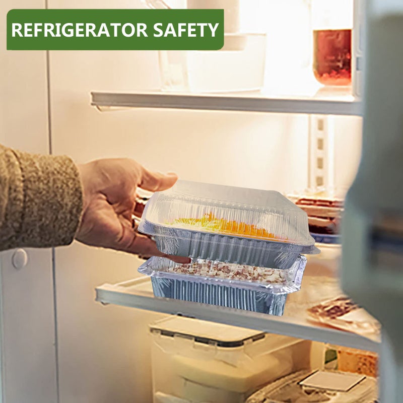 PRTTY 30 Pack 8â€ Ã— 8â€ Square Aluminum Baking Pans with Clear Plastic Lids,Disposable Aluminum Foil Pans Takeout Pans,Heavy Duty Recyclable Foil Food Containers Roasting Pans for Cooking,Heating,Storing. - Image 5