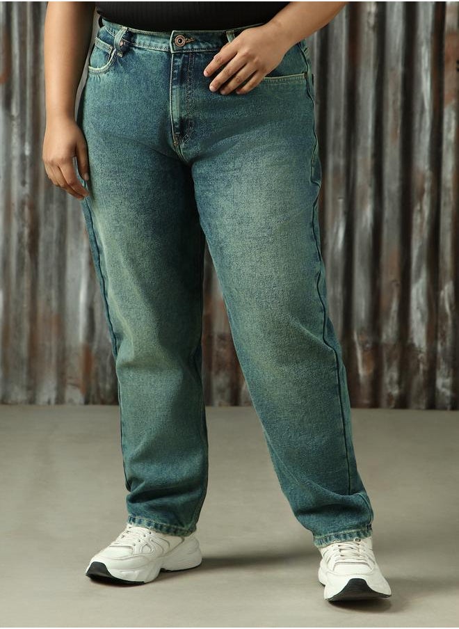 HIGH STAR - Women Jeans in Blue featuring Tappered fit with a washed pattern, secured with button closure, crafted from 100% cotton – an essential addition to your stylish collection. - Image 1