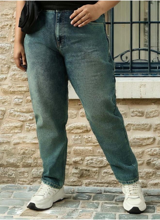 HIGH STAR - Women Jeans in Blue featuring Tappered fit with a washed pattern, secured with button closure, crafted from 100% cotton – an essential addition to your stylish collection. - Image 1