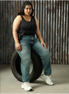 Women High-Rise Mom Fit Light Fade Jeans