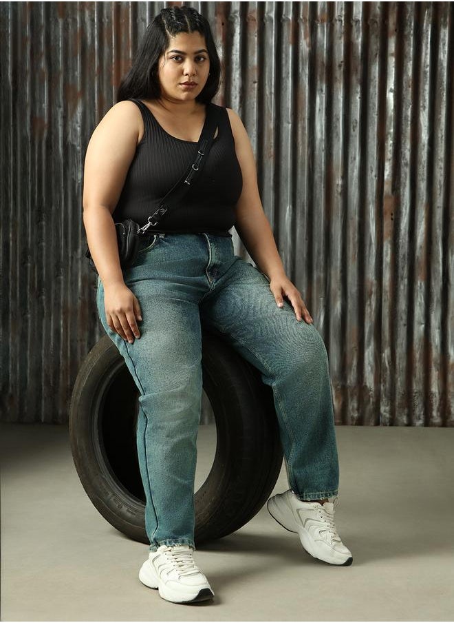 HIGH STAR - Women High-Rise Mom Fit Light Fade Jeans - Image 1