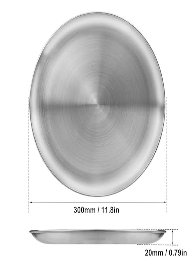 GENHAKON 6 Piece 11.8 Inch Stainless Steel Plates, Reusable Circular Metal Dining Plate, Metal Dinner Dishes For Snacks, Camping, Barbecue Steak - Image 4