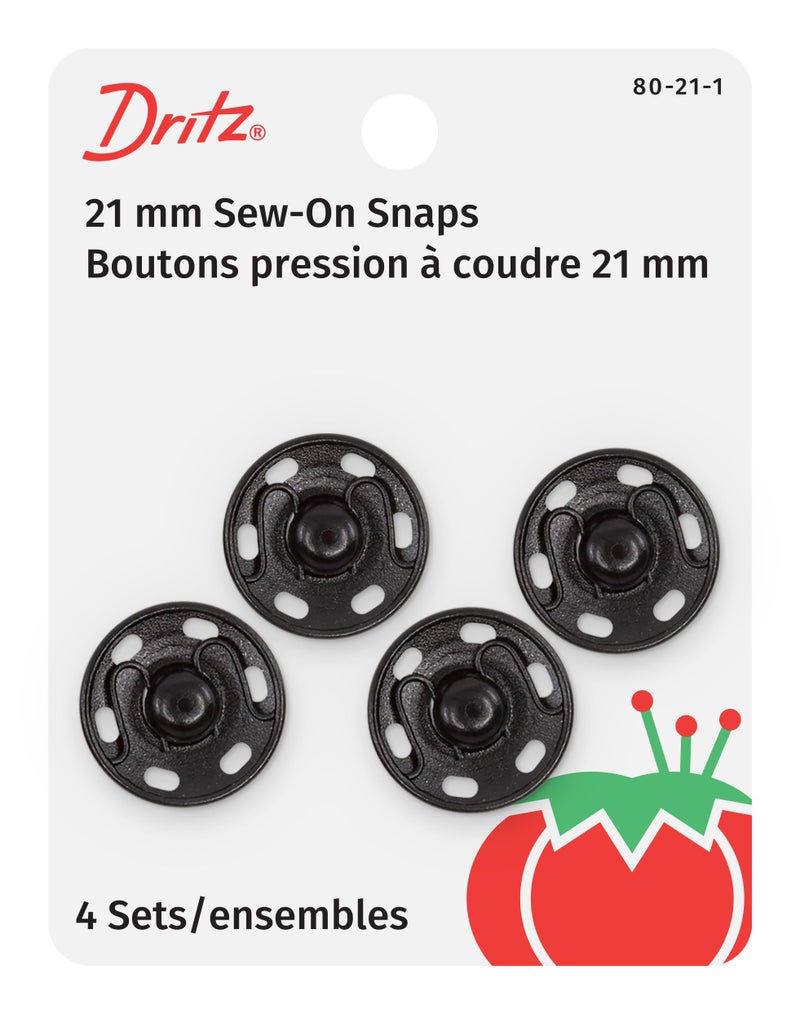 Dritz 80211 SewOn Snaps Black Size 10 4Count Pack of 1