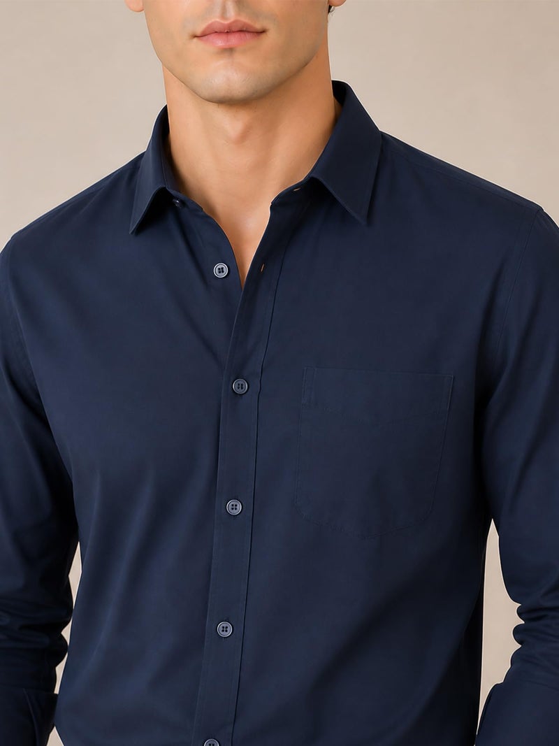 Veirdo® Men’s Pure Cotton Regular Fit Casual Shirt with Full Sleeves & Chest Pocket | Stylish Button-Down for Office, Party VD_FS_SH_NVY_XL - Image 5