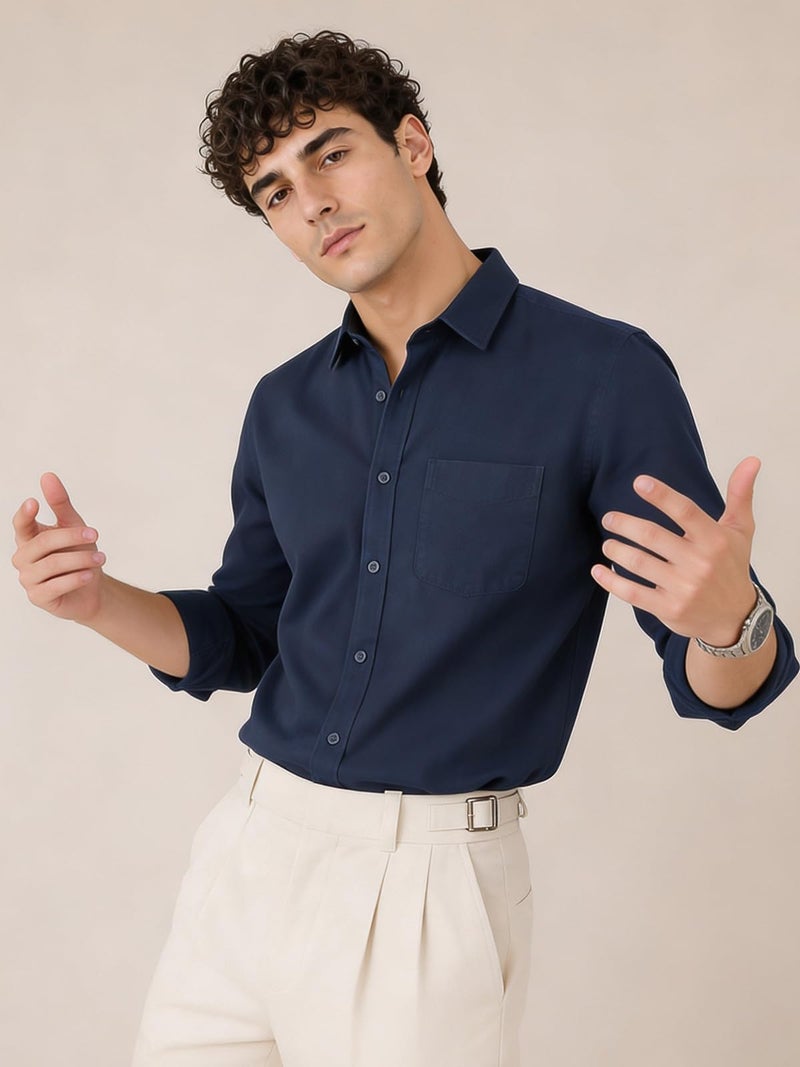 Veirdo® Men’s Pure Cotton Regular Fit Casual Shirt with Full Sleeves & Chest Pocket | Stylish Button-Down for Office, Party VD_FS_SH_NVY_XL - Image 4