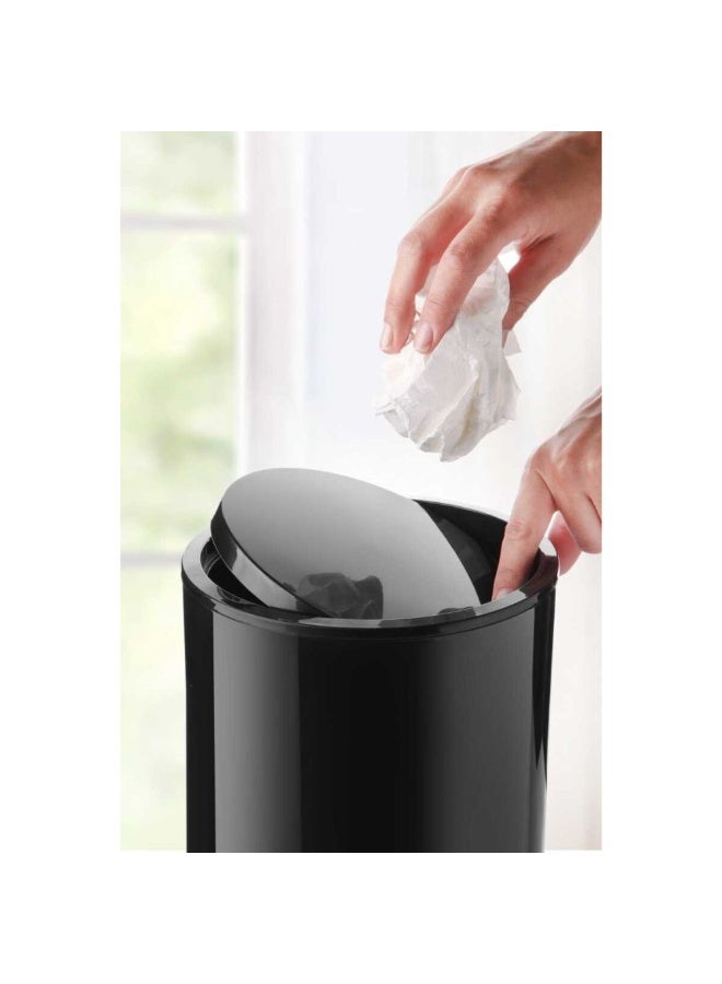 بريمانوفا مجموعة إكسسوارات الحمام البلاستيكية فلوريس المكونة من 5 قطع تتضمن سلة مهملات سعة 6 لتر وفرشاة مرحاض 18 × 18 × 25 سم وموزع صابون 10 × 10 × 23 سم وحامل فرشاة أسنان وطبق صابون بلاستيكي أسود - Image 3