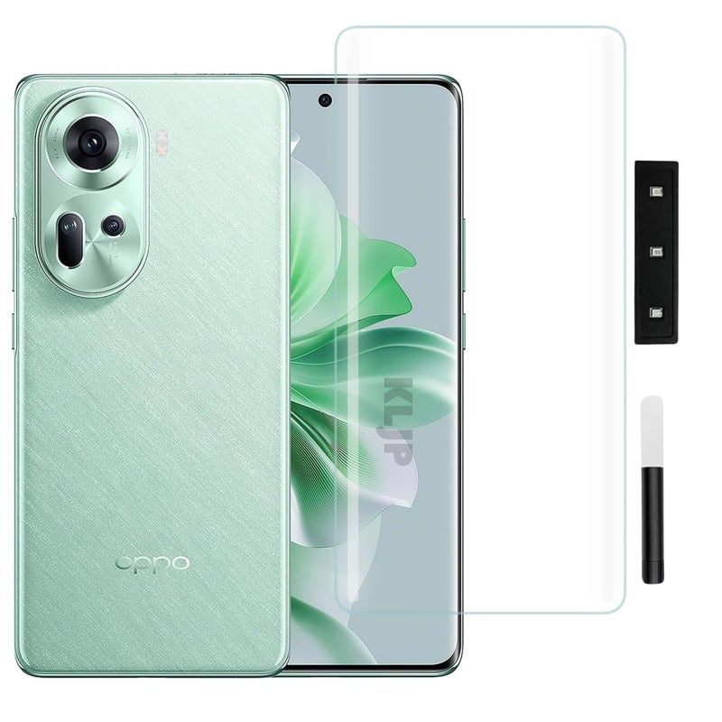 KLJP حماية شاشة زجاجية مقواة HD+ UV متوافقة مع أوبو رينو 11 (عبوة من 1) لاصقة بالكامل UV صديقة للحالات مع وضوح HD+ - Image 1