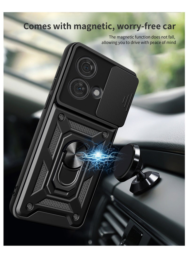 TEAM LUXURY Motorola Edge 40 Neo 5G Mobile Phone Case Cover, Slide Camera Lens Cover + 360°Rotating Kickstand Ring + Bumper Shockproof Phone Case  - Image 2