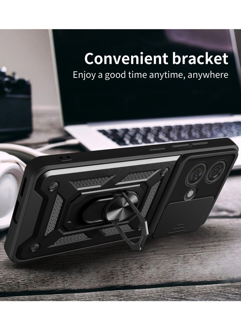 TEAM LUXURY Motorola Edge 40 Neo 5G Mobile Phone Case Cover, Slide Camera Lens Cover + 360°Rotating Kickstand Ring + Bumper Shockproof Phone Case  - Image 5