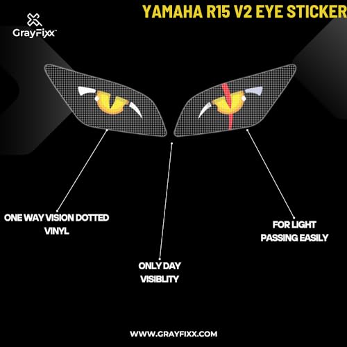 Grayfixx Eye Design Headlight Sticker for R15 V2 | Made in Premium Oneway Vision Vinyl with FPF (Fade Protection Film), Waterproof, Precut Sticker, Pack of 1-Self-Adhesive - Image 3