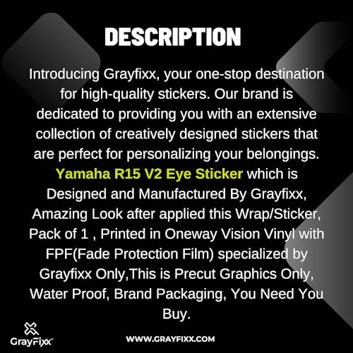 Grayfixx Eye Design Headlight Sticker for R15 V2 | Made in Premium Oneway Vision Vinyl with FPF (Fade Protection Film), Waterproof, Precut Sticker, Pack of 1-Self-Adhesive - Image 5