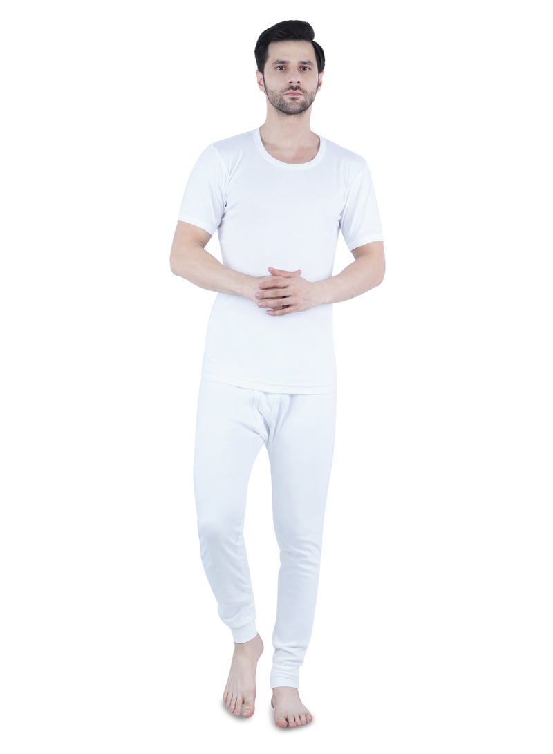 WHITE LEAF Men’s Round Neck Vest Undershirt (Pack of 3) 100% Combed Cotton Innerwear – Soft Breathable Half Sleeve Undershirts for Daily Wear - White - Image 2
