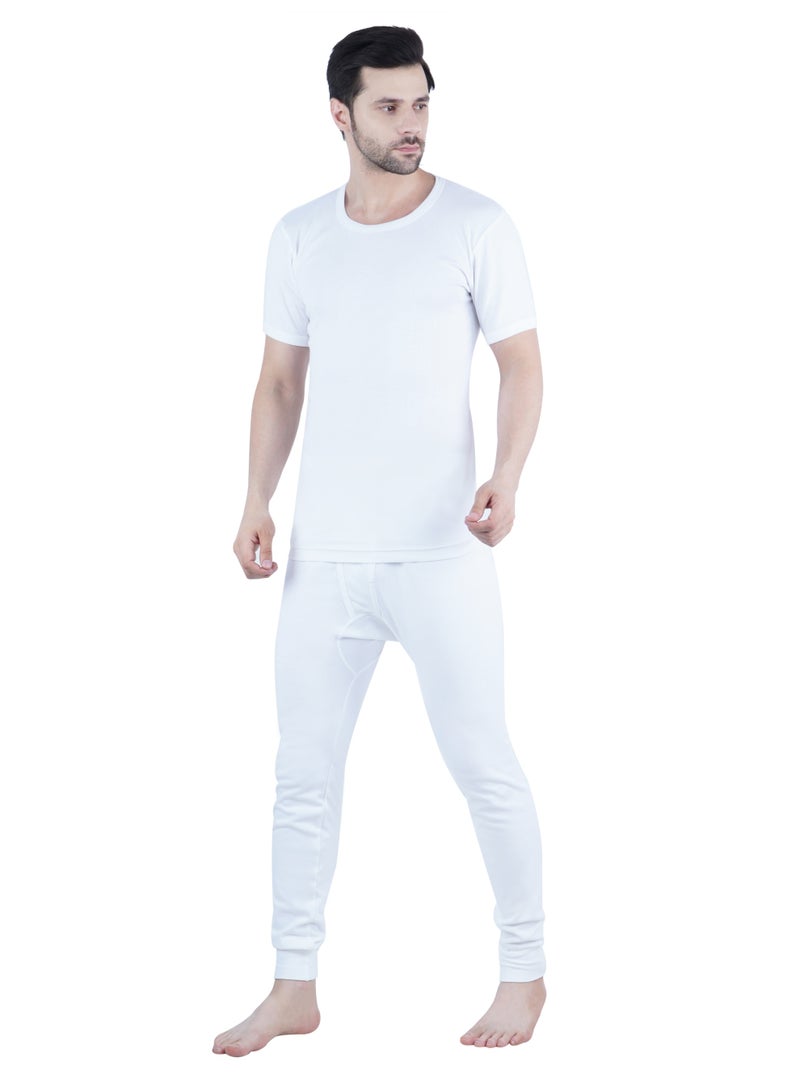 WHITE LEAF Men’s Round Neck Vest Undershirt (Pack of 3) 100% Combed Cotton Innerwear – Soft Breathable Half Sleeve Undershirts for Daily Wear - White - Image 3