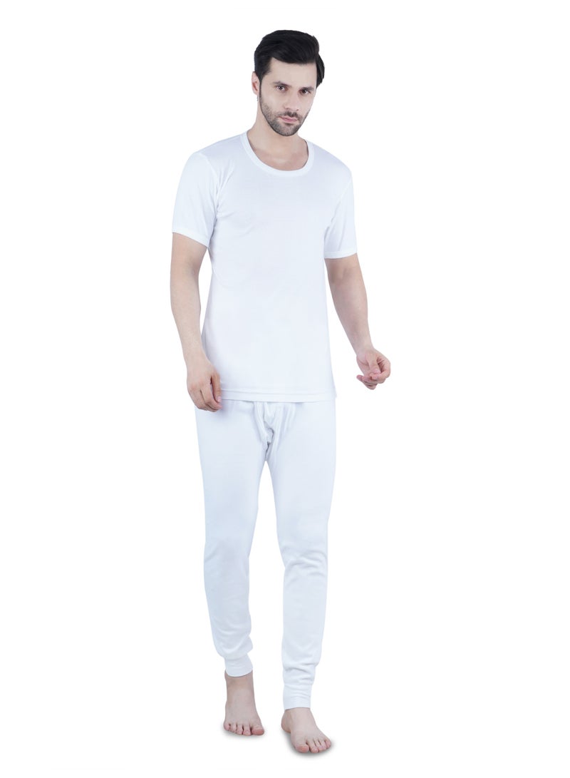 WHITE LEAF Men’s Round Neck Vest Undershirt (Pack of 3) 100% Combed Cotton Innerwear – Soft Breathable Half Sleeve Undershirts for Daily Wear - White - Image 1