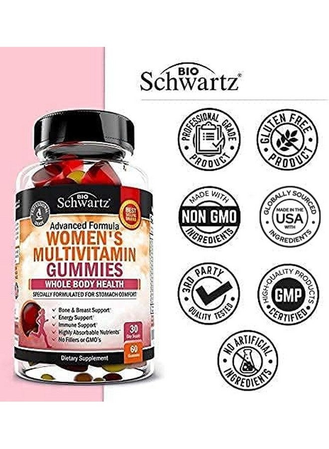 BioSchwartz جواهر متعددة الفيتامينات للنساء مع فيتامين أ، ج، ب6، ب12، د، و هـ لدعم المناعة - جواهر متعددة الفيتامينات للنساء لدعم العظام والثدي والبشرة والمفاصل والطاقة، بنكهة التوت المختلط، 60 حبة - Image 5