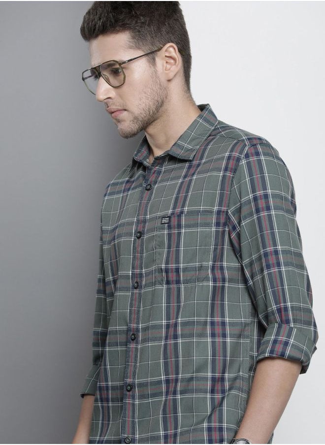 The Indian Garage Co Men Regular Fit Striped Full Sleeves Cutaway Collar Casual Shirt  - Image 3
