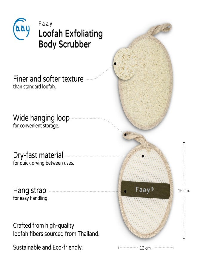 FAAY Soft Loofah Pad for Body Exfoliation - 2 Counts (1 Pack) Shower Luffa Sponge, Gentle and Effective Spa Treatment at Home | Prevents Ingrown Hairs - Image 2