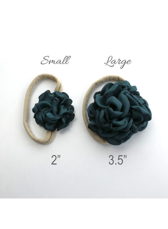 My Lello Baby Girl Ruffle Singed Rose Nylon Elastic Headbands Set 2pcs - Large - Barely Peach - Cinnamon Rose - Image 4