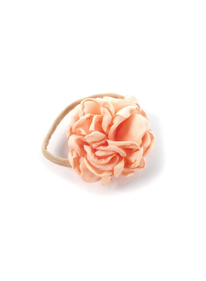 My Lello Baby Girl Ruffle Singed Rose Nylon Elastic Headbands Set 2pcs - Large - Barely Peach - Cinnamon Rose - Image 2