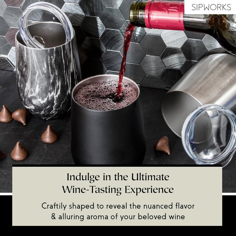 Sipworks Wine Tumbler with Lid  12 oz Stainless Steel Insulated Wine Tumbler  Portable Spill Resistant Stemless Travel Wine Glass  Cocktail Cup  Rose Gold - Image 4