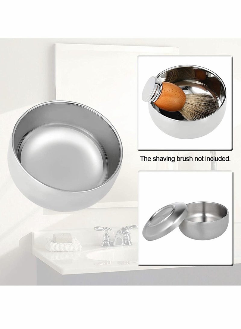 Excefore Shaving Brush Bowl Men's Anti-Skid Metal Durable Stainless Steel Shave Cream Soap Bowl Shaving Mug Male Face Cleaning Soap Bowl Easy to Clean - Image 2