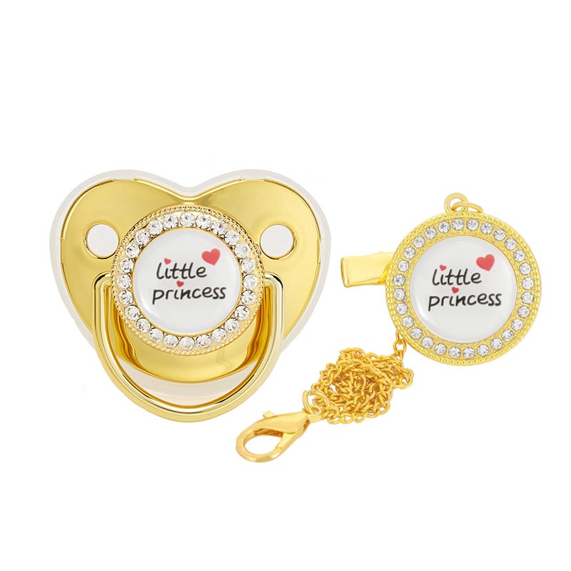 2022 cross-border hot love little princess baby drill nipple baby diamond soothing play mouth with dust cover - Image 4