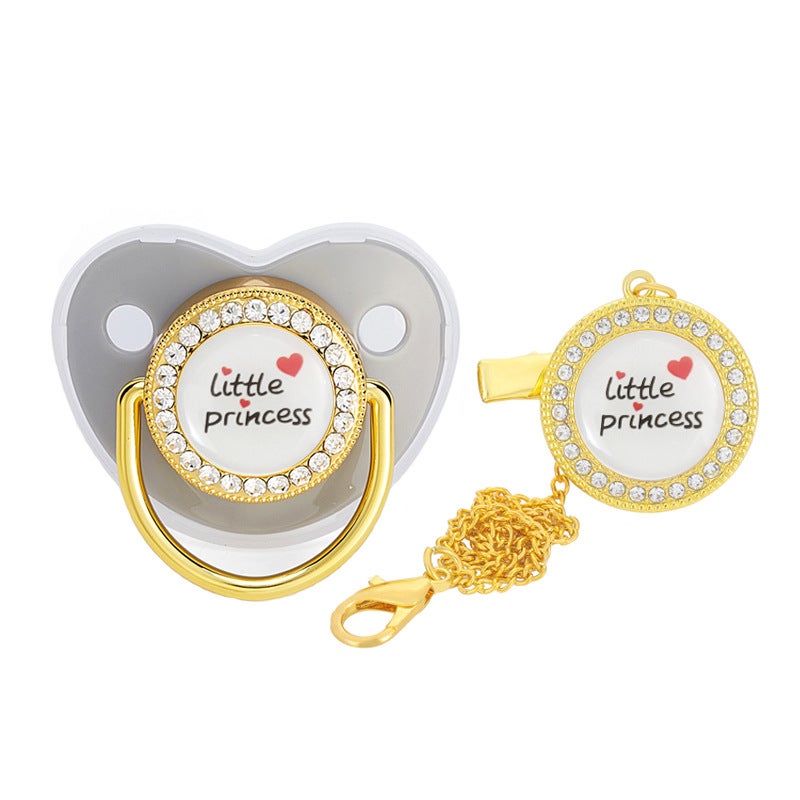 2022 cross-border hot love little princess baby drill nipple baby diamond soothing play mouth with dust cover - Image 1