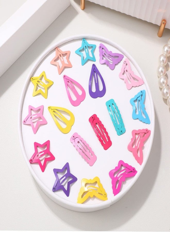 FRCOLOR 36 Pieces Snap Hair Clips for Girls, Girls Hair Clips Colorful Cute Start Butterfly Metal Barrettes Candy Color Hair Accessories for Women - Image 5