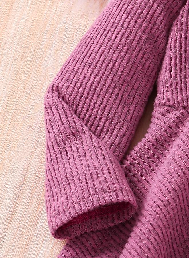 Take Two Girls Purple Flounce Hem Knit Top and Leggings Set - Image 4