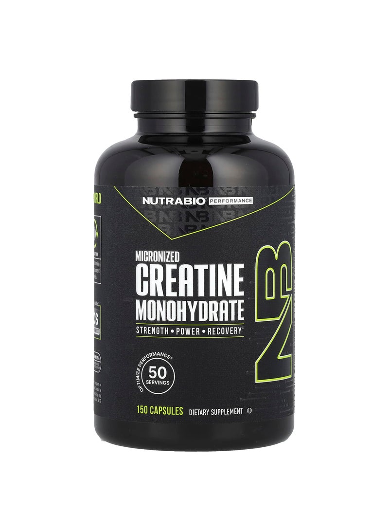 NutraBio Performance, Micronized Creatine Monohydrate, 150 Capsules (833 mg per Capsule)